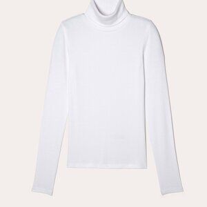 Everlane Luxe Rib Turtleneck Sweater in White, Size Small